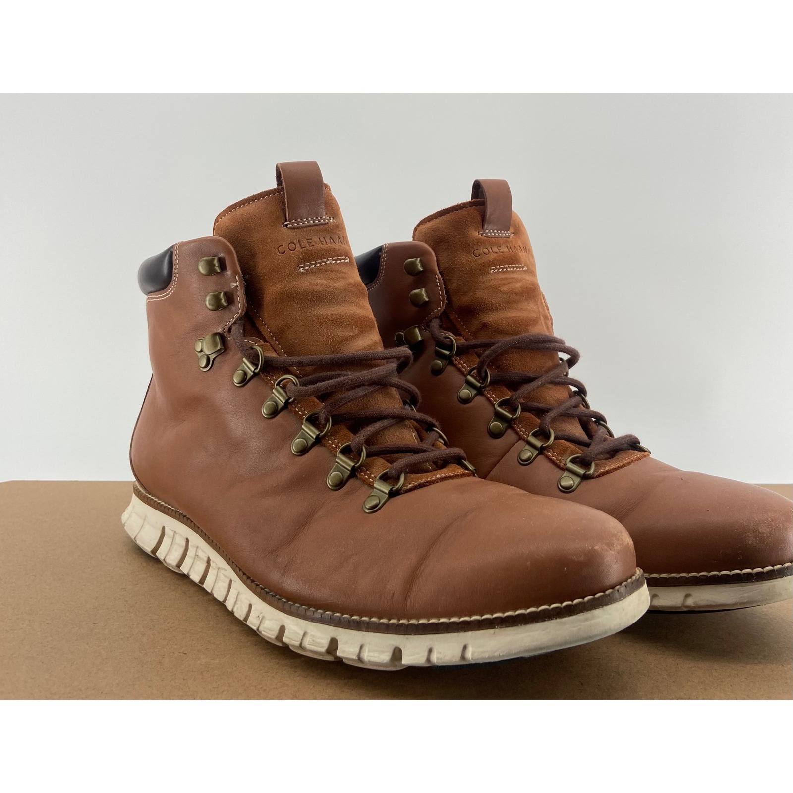 Men's Cole Haan Zero Grand Distressed Brown Leather Chukka Boots Sz 12